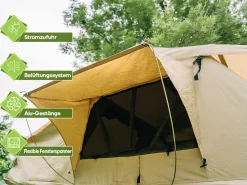 OutdoorU Family 4 Pers Dachzelt inkl. Vorzelt & Leiter - Grün< Dachzelte|4 Personen Dachzelte