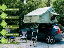 OutdoorU Family 5 Pers Dachzelt inkl. Vorzelt& Leiter - Grün< Dachzelte|5 Personen Dachzelte