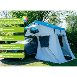 OutdoorU Family Plus 4 Pers Dachzelt inkl. Vorzelt - Blue Lagoon< Dachzelte|4 Personen Dachzelte