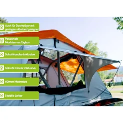 OutdoorU Family Plus 4 Pers Dachzelt inkl. Vorzelt - Blue Lagoon< Dachzelte|4 Personen Dachzelte