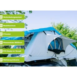 OutdoorU Dachzelte|4 Personen Dachzelte-Family Plus 4 Pers Dachzelt inkl. Vorzelt - Nordic Blue