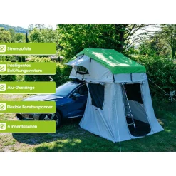 OutdoorU Dachzelte|4 Personen Dachzelte-Family Plus 4 Pers Dachzelt inkl. Vorzelt - Nordic Blue