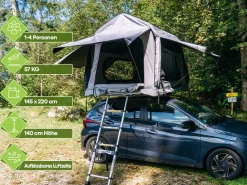 OutdoorU Sky 3 Pers. Dachzelt inkl. Leiter& Cover - Grau< Dachzelte|3 Personen Dachzelte