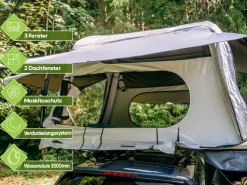 OutdoorU Sky 3 Pers. Dachzelt inkl. Leiter& Cover - Grau< Dachzelte|3 Personen Dachzelte