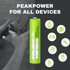 100PeakPower 100%PeakPower Set von 8 AAA Batterien< Kleinbatterien
