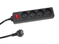 Markenlos Schuko Stecker^Perel EB4BLNS 4-fach Steckdosenleiste mit Schalter - 1,5 Meter
