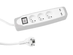 Markenlos Schuko Steckdosen-Perel EB3CGUSB 3-fach Steckdosenleiste mit Switch - 1,5 Meter