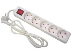 Markenlos Schuko Steckdosen^Perel EB5S-G 5-fach Steckdosenleiste mit Schalter - 1,5 Meter
