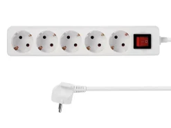 Markenlos Schuko Steckdosen^Perel EB5S-G 5-fach Steckdosenleiste mit Schalter - 1,5 Meter