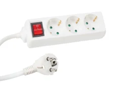 Markenlos Schuko Steckdosen^Perel EB3S-G 3-fach Steckdosenleiste mit Schalter - 1,5 Meter