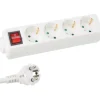 Markenlos Schuko Stecker-Perel EB4S-3-G 4-fach Steckdosenleiste mit Schalter - 3 Meter