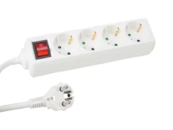 Markenlos Schuko Stecker-Perel EB4S-3-G 4-fach Steckdosenleiste mit Schalter - 3 Meter