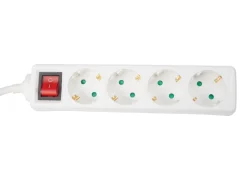Markenlos Schuko Stecker-Perel EB4S-3-G 4-fach Steckdosenleiste mit Schalter - 3 Meter