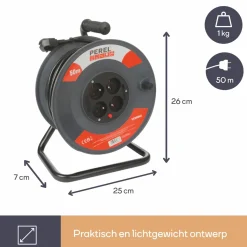 Markenlos Schuko Kabeltrommel-Perel ECR50N3 4-wege Kabeltrommel - 50 Meter