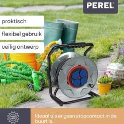 Markenlos Schuko Verlängerungskabel-Perel ECR40NP25A 4-wege Kabeltrommel - 40 Meter