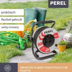 Markenlos Perel ECR40NP25N 4-wege Kabeltrommel - 40 Meter< Schuko Verlängerungskabel