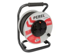 Markenlos Schuko Kabeltrommel-Perel ECR25NP25N 4-wege Kabeltrommel - 25 Meter