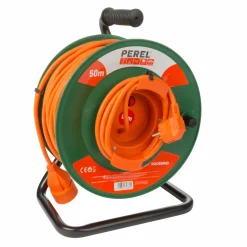 Markenlos Schuko Kabeltrommel-Perel EGCR50N2 1-wege Kabeltrommel - 50 Meter