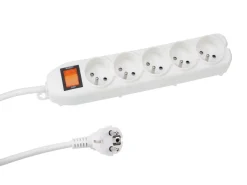 Markenlos Schuko Steckdosen^Perel EWS5W 5-fach Steckdosenleiste mit Schalter - 1,5 Meter