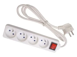Markenlos Perel White 4-Wege Steckdosenleiste mit Schalter - 3 Meter< Schuko Steckdosen