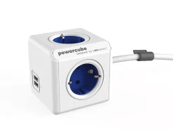PowerCube extended USB 1,5m - Blue< Schuko Steckdosen