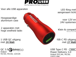 Pro-User Usb Steckdosen 12V^Pro User 48 Watt USB Auto Ladegerät - Silver