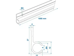 ProPlus Kederschienen-90° 100 cm Aluminium Kederschiene – Schwarz