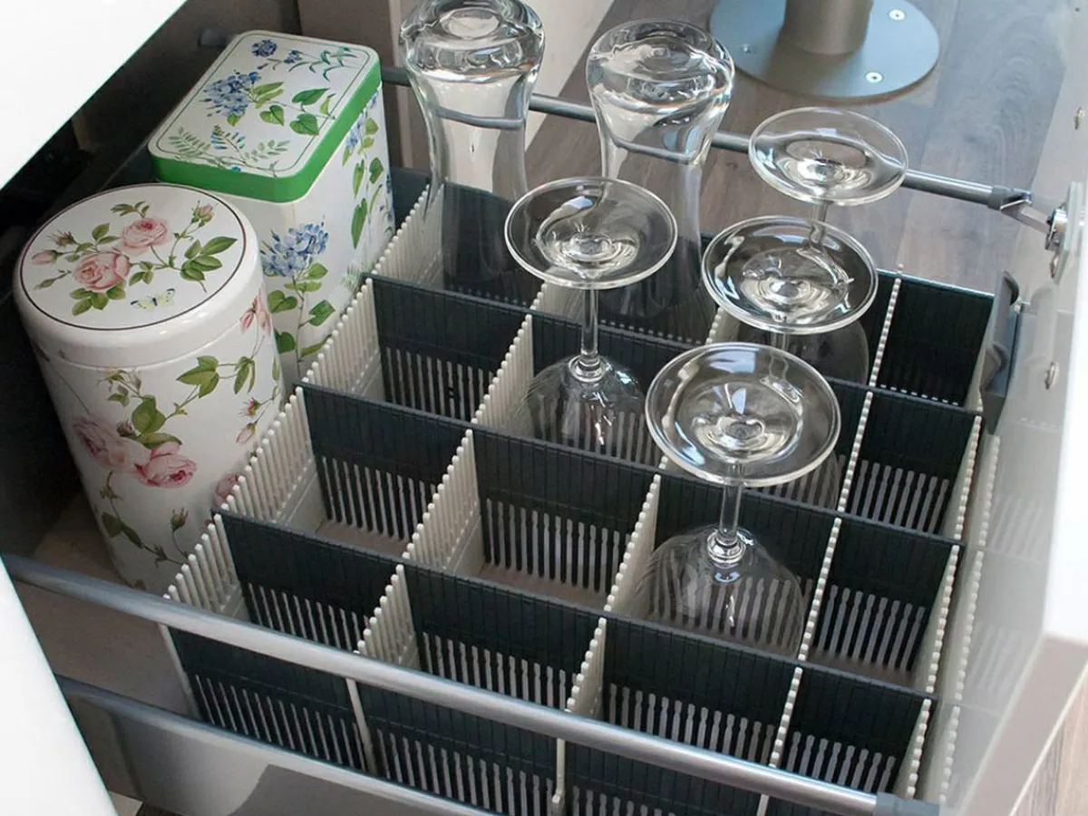 Purvario Schubladen Organizer - Grey Anthracite< Aufbewahrung Küche