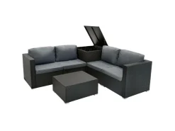 Monstershop Lounge Sets-Rattan Modular 6-teiliges Möbelset – Schwarz