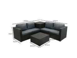 Monstershop Lounge Sets-Rattan Modular 6-teiliges Möbelset – Schwarz