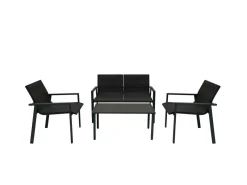 Monstershop Lounge Sets-Rattan Terrassenmöbel Set - Schwarz