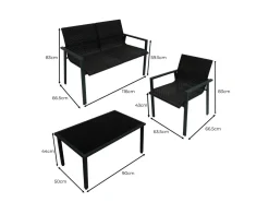 Monstershop Lounge Sets-Rattan Terrassenmöbel Set - Schwarz