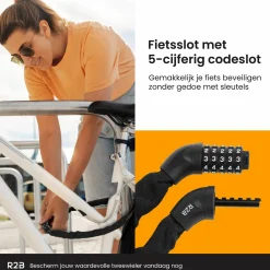 R2B Fahrrad Zubehör-110 cm Fahrradschloss mit Zahlenschloss - Black