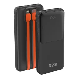 R2B 10000 mAh Powerbank mit integrierten Kabeln< Powerbanks