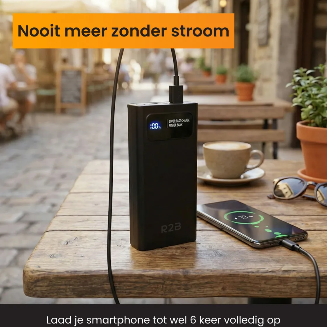 R2B Powerbanks-20.000 mAh Schnellladegerät Powerbank mit LED-Anzeige