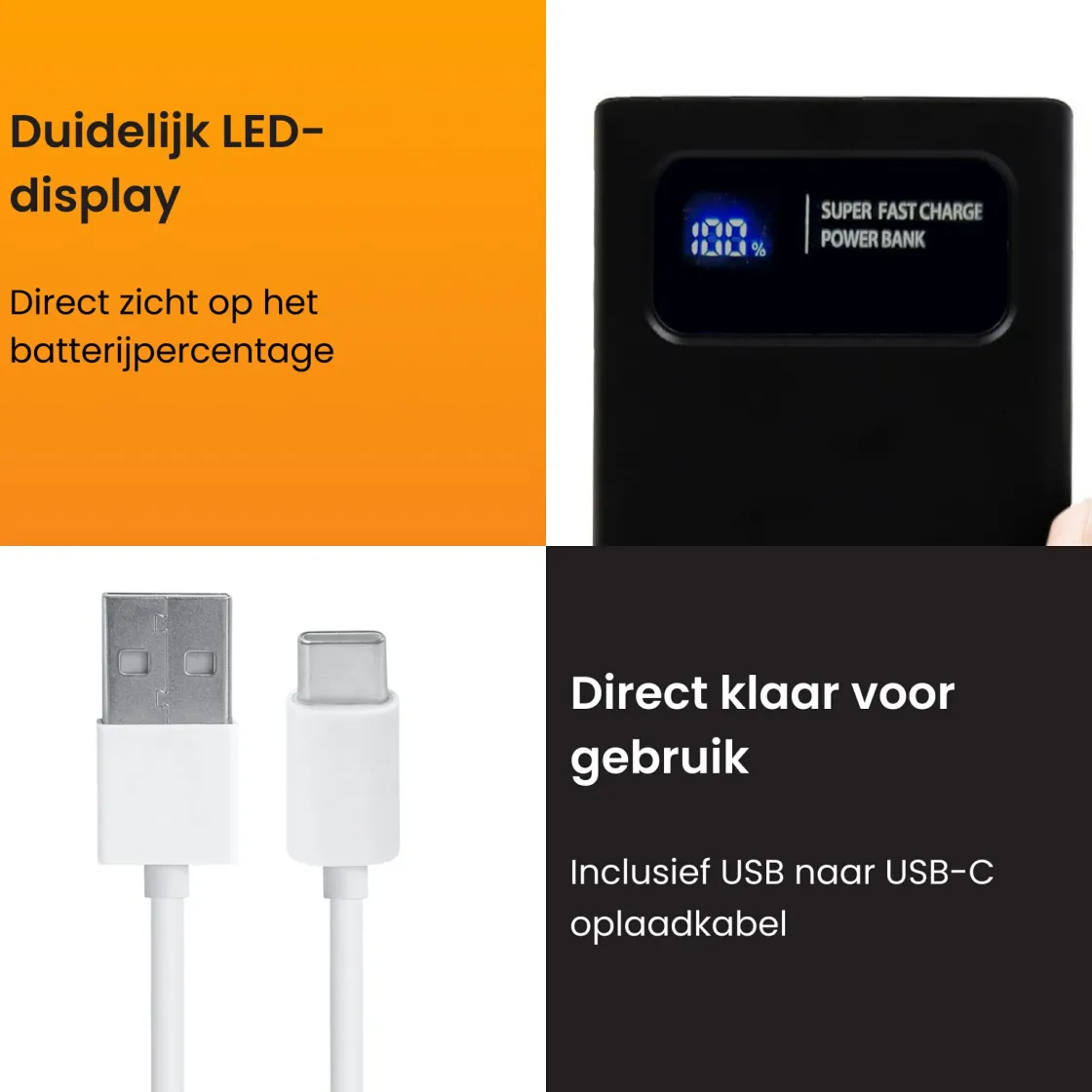 R2B Powerbanks-20.000 mAh Schnellladegerät Powerbank mit LED-Anzeige