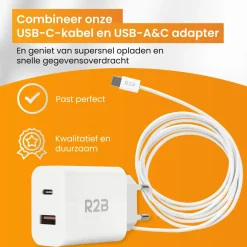 R2B 1 Meter Weißes USB-C Kabel mit USB-A & USB-C Ladegerät< Tv Kabel & Stecker