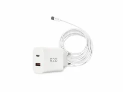 R2B Tv Kabel & Stecker^2 Meter weißes USB-C Kabel mit USB-A & USB-C Ladegerät
