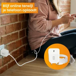 R2B Tv Kabel & Stecker-1 Meter weißes USB-C Kabel mit USB-C Ladegerät