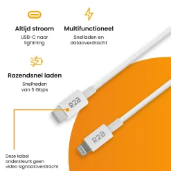 R2B 2 Meter Weißes USB-C zu Lightning Kabel< Tv Kabel & Stecker