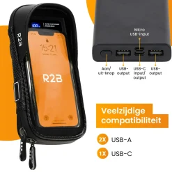 R2B Fahrrad Zubehör-Fahrrad-Handyhalterung + Powerbank 10.000 mAh