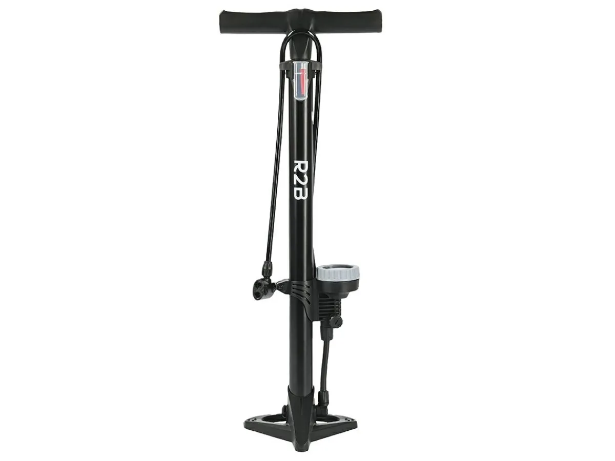 R2B Fahrradpumpe mit Manometer – Doppelventilkopf< Fahrradpumpen