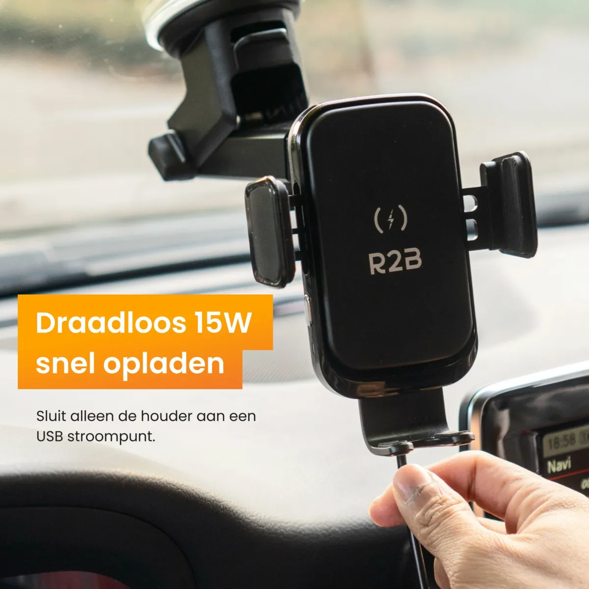 R2B Handyhalterung Auto mit kabellosem Ladegerät - Black< Elektro Zubehör