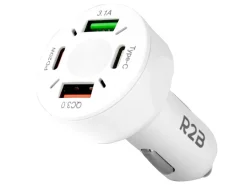 R2B Usb Steckdosen 12V-20W USB-C & USB-A Autoladegerät - White
