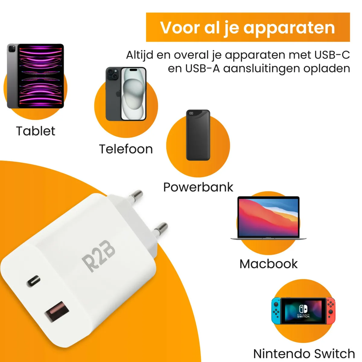 R2B 20W Weißes USB A & USB C Ladegerät< Elektro Zubehör