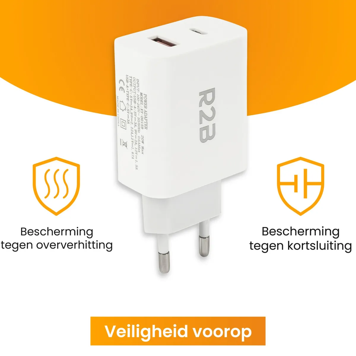 R2B 20W Weißes USB A & USB C Ladegerät< Elektro Zubehör