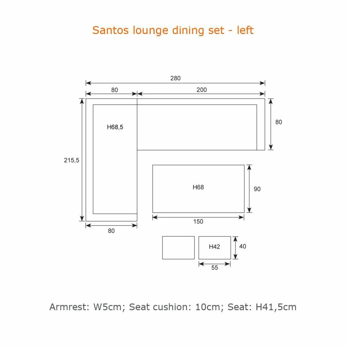 Garden Impressions Lounge Sets-Santos Lounge-Dining Set-5tlg-Links-acacia