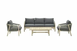 Garden Impressions Lounge Sets-Santos Loungeset - 4-tlg - acacia - rope grau