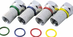 Schwaiger Tv Kabel & Stecker-7 mm satz mit 4 F-Verbindern mit farbigen Ringen