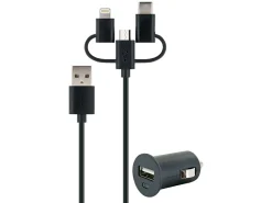 Schwaiger 12 volt 3-in-1 smart Ladeset< Usb Steckdosen 12V